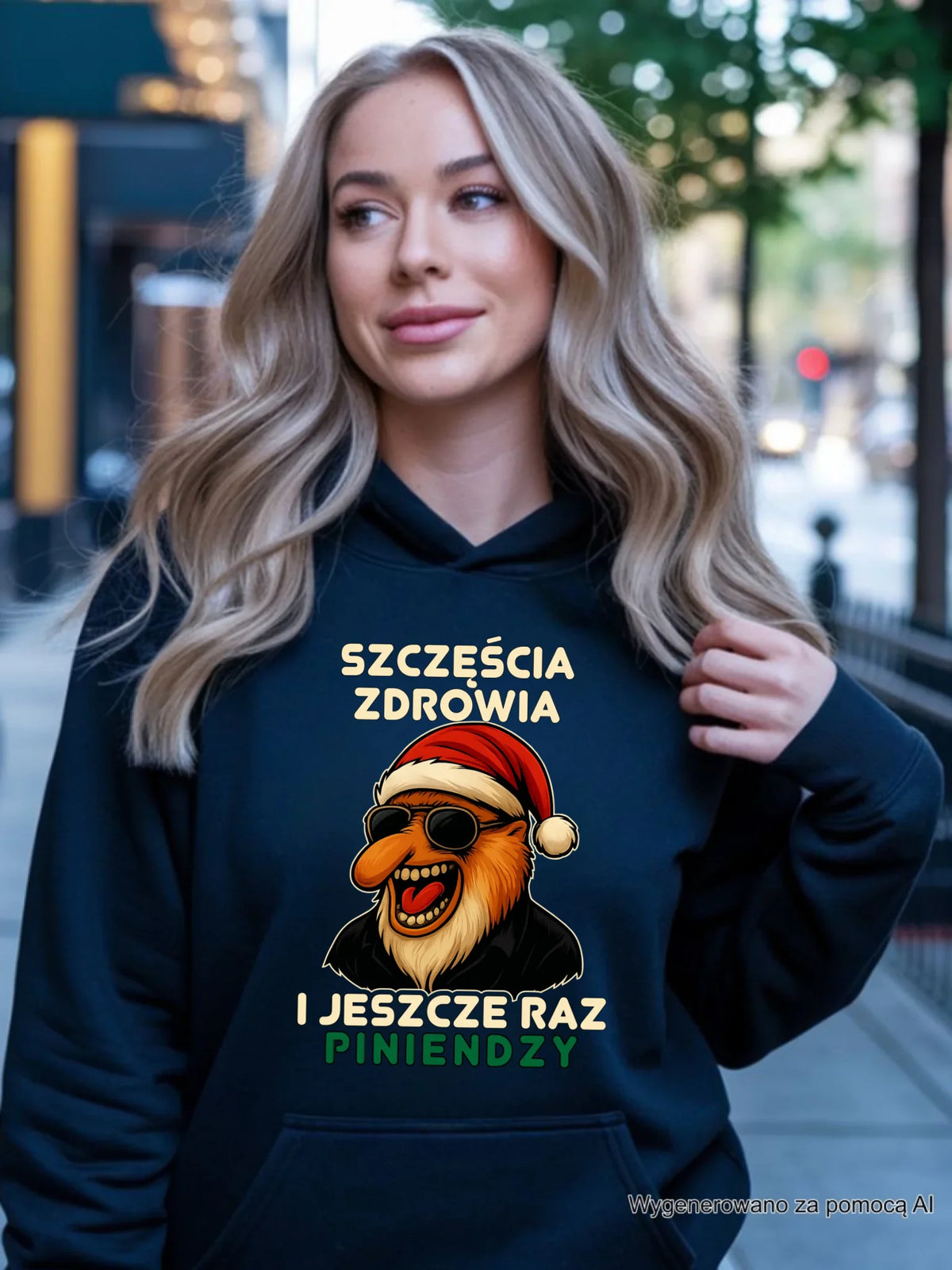 Bluza damska z kapturem świąteczna - Janusz Nosacz - I jeszcze raz piniendzy BN111
