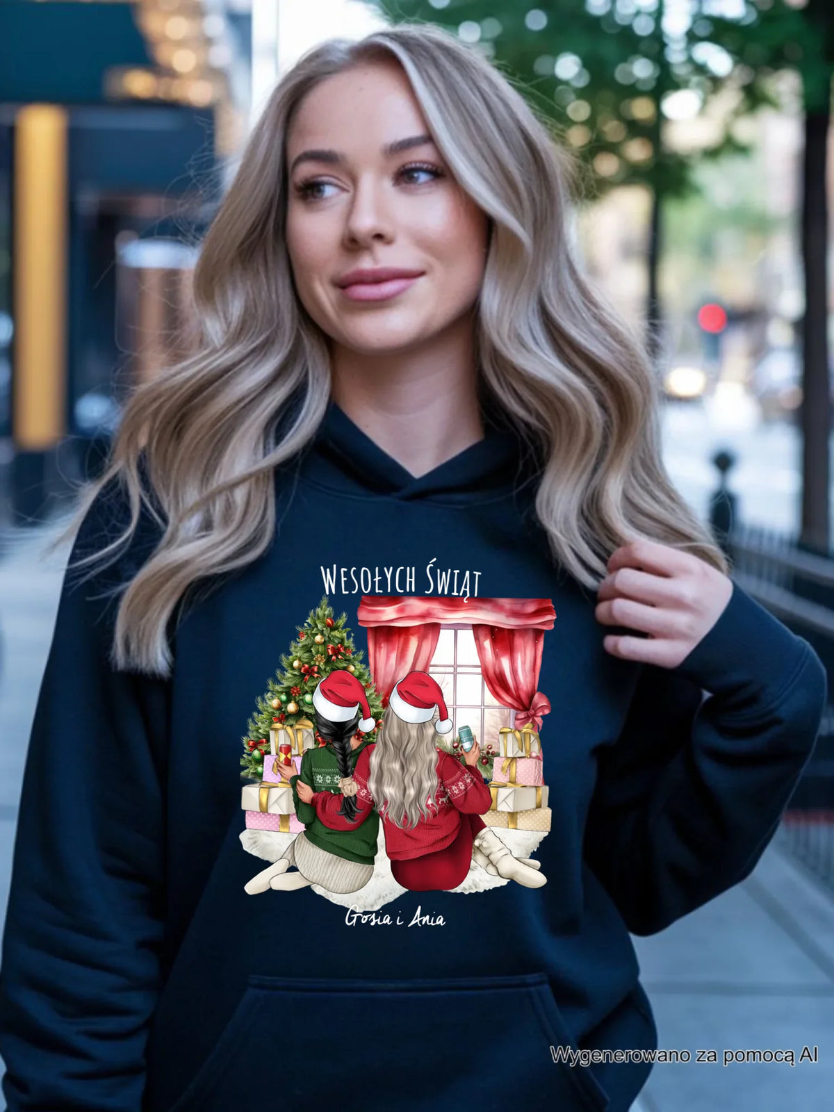 Bluza damska z kapturem świąteczna - prezent dla przyjaciółki - 2-4 przyjaciółek - personalizowana PR06