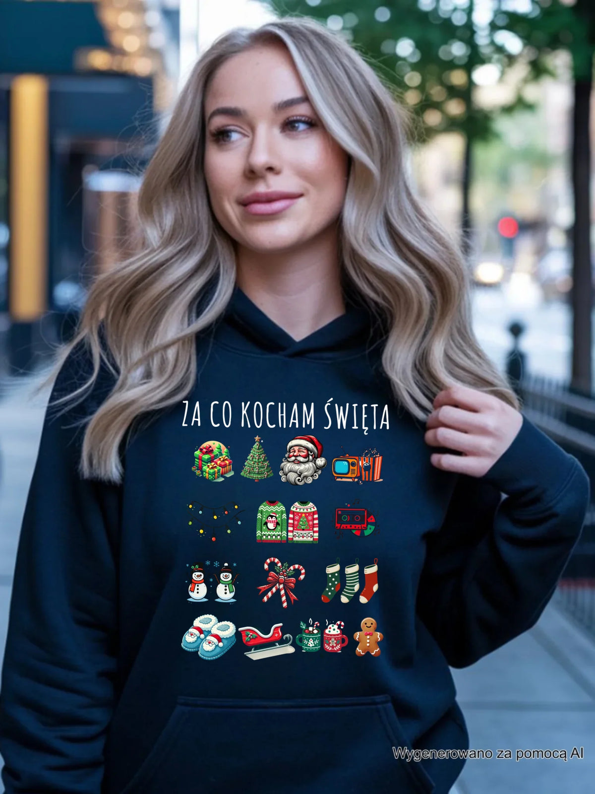 Bluza damska z kapturem świąteczna - Za co kocham święta BN130
