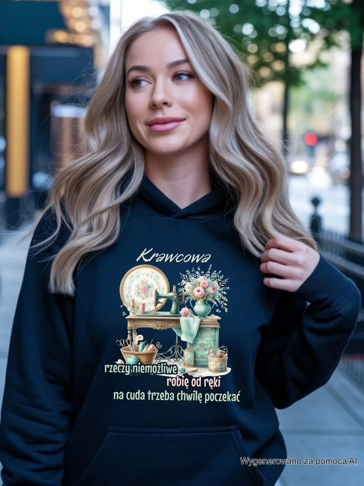 Bluza damska z kapturem szyciowa dla krawcowej - Rzeczy niemożliwe HS35