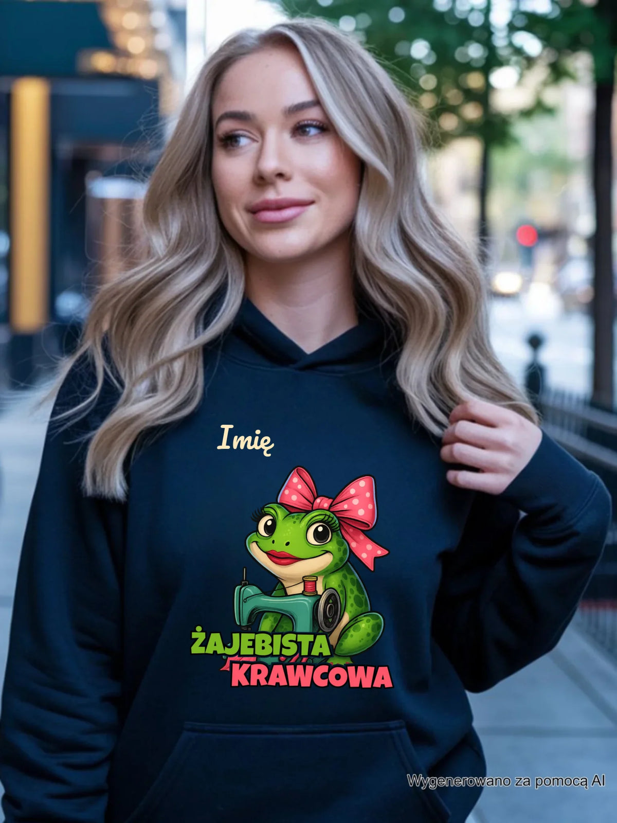 Bluza damska z kapturem szyciowa dla krawcowej - Żajebista Krawcowa - personalizowana HS32