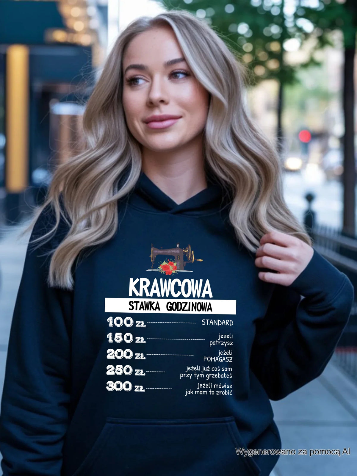 Bluza damska z kapturem szyciowa dla krawcowej - Stawka godzinowa HS26