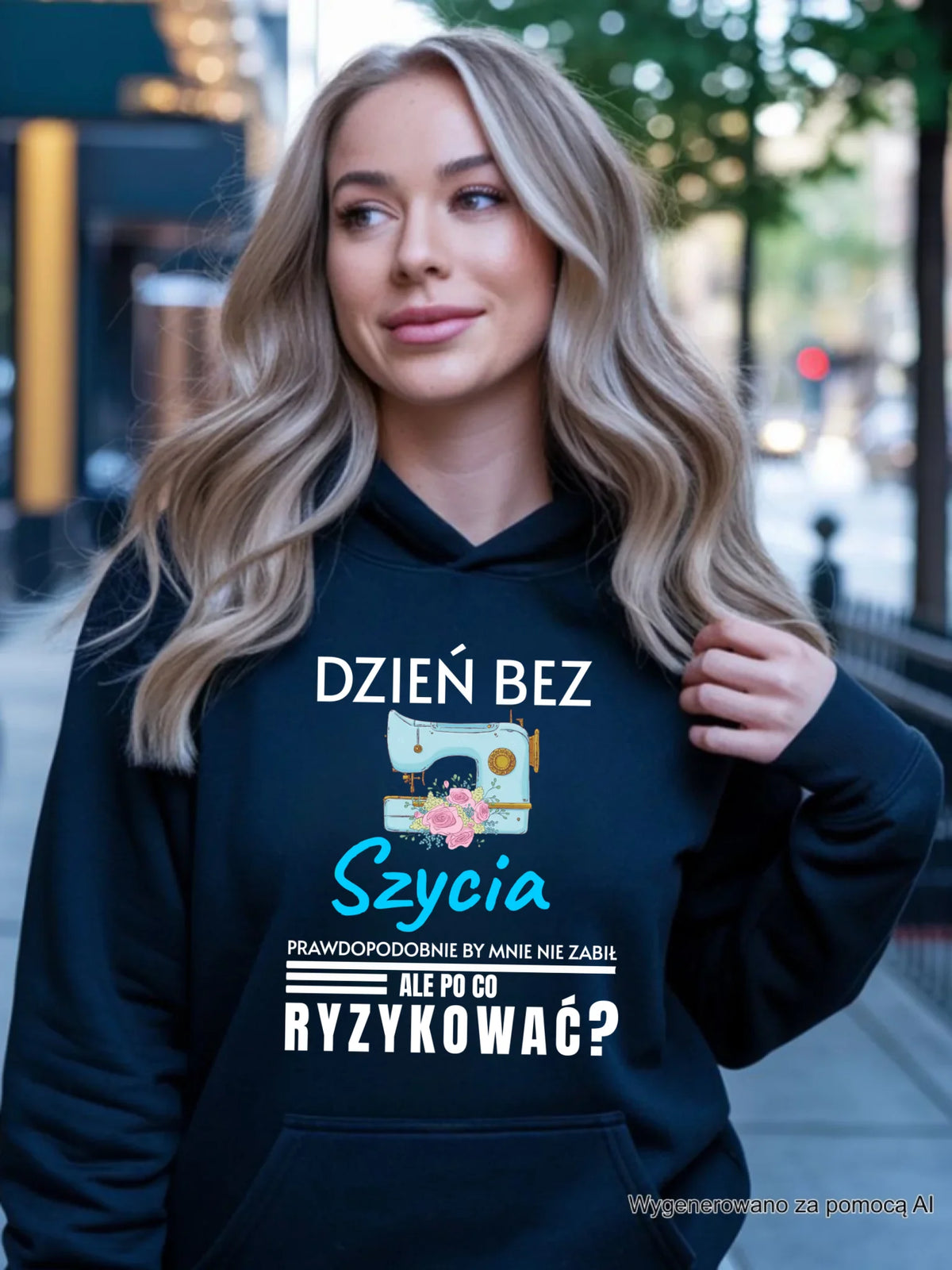 Bluza damska z kapturem szyciowa dla krawcowej - Dzień bez szycia HS24