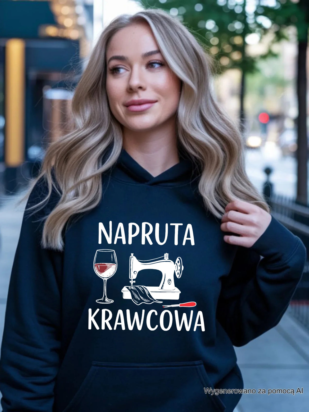 Bluza damska z kapturem szyciowa dla krawcowej - Napruta krawcowa HS25