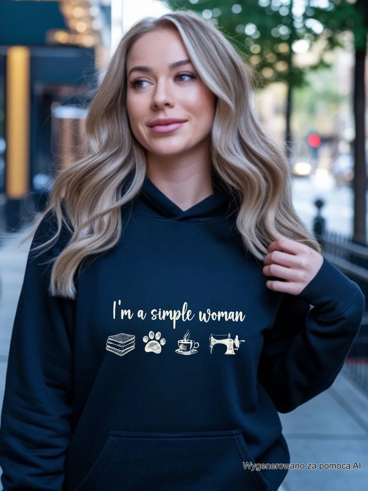 Bluza damska z kapturem szyciowa dla krawcowej - I'm a simple woman HS20
