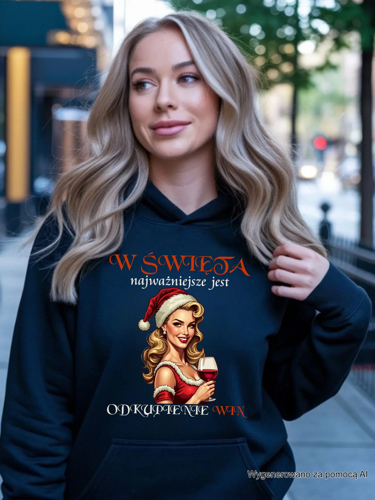Bluza damska z kapturem świąteczna - Odkupienie win BN04