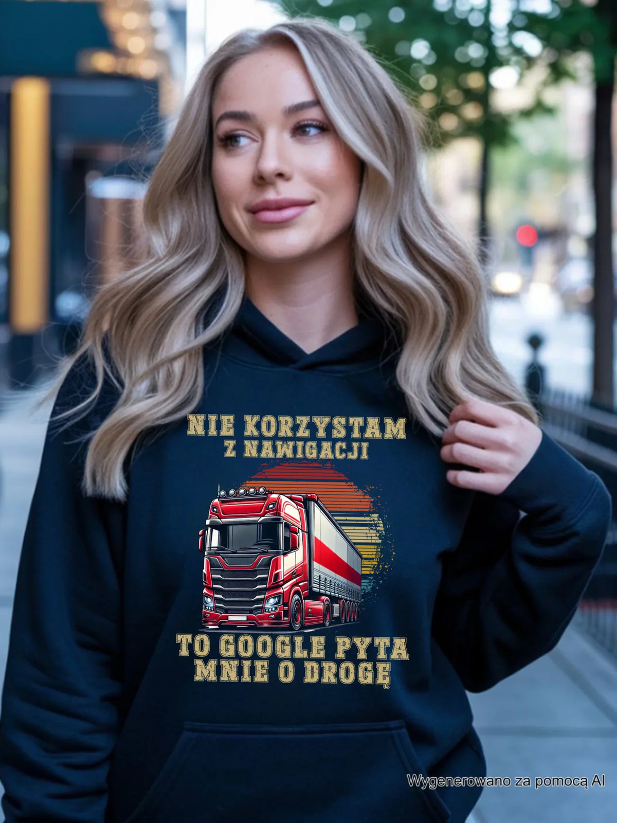 Bluza damska z kapturem - kierowca ciężarówki - Google pyta mnie o drogę ZKT10