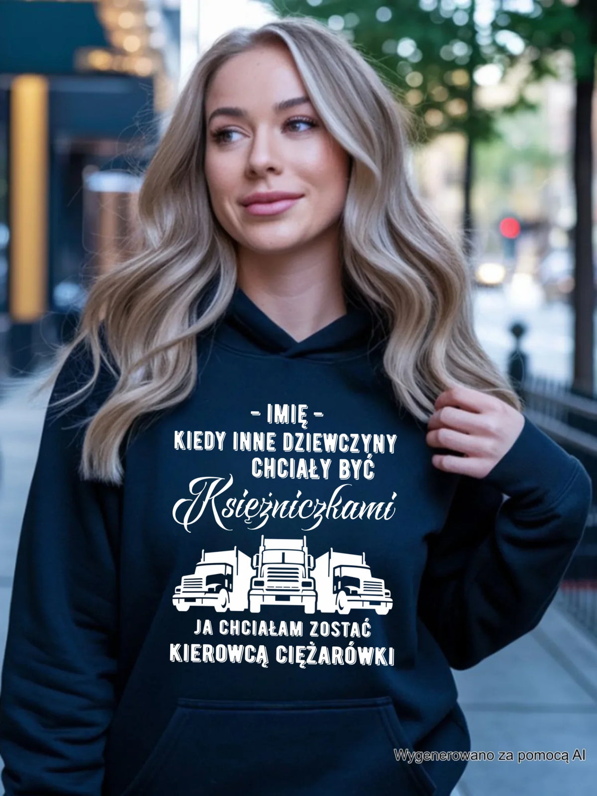Bluza damska z kapturem dla kierowcy ciężarówki - Nie chciałam być księżniczką - personalizowana ZKT08