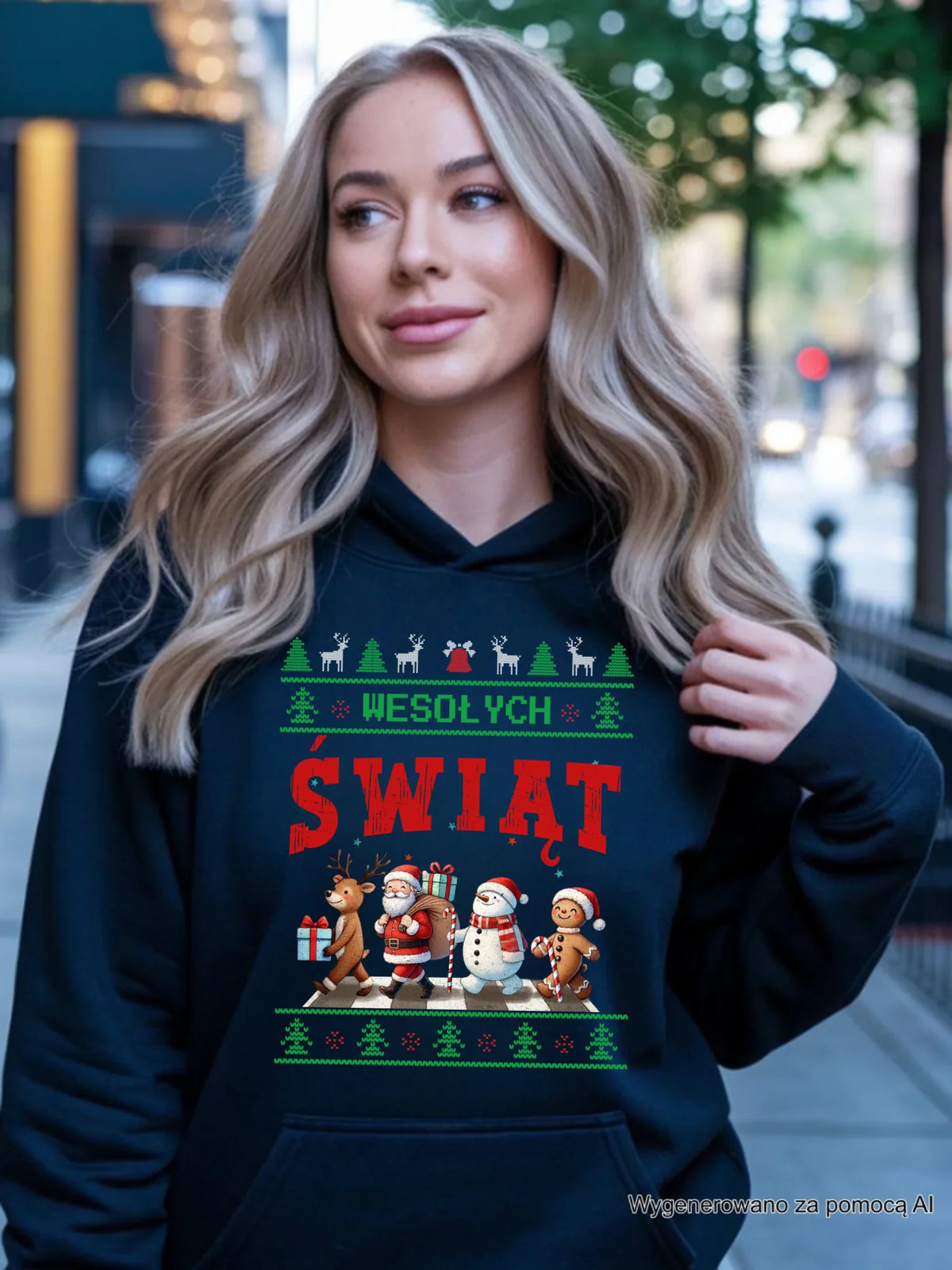 Bluza damska z kapturem świąteczna - Wesołych Świąt BN06