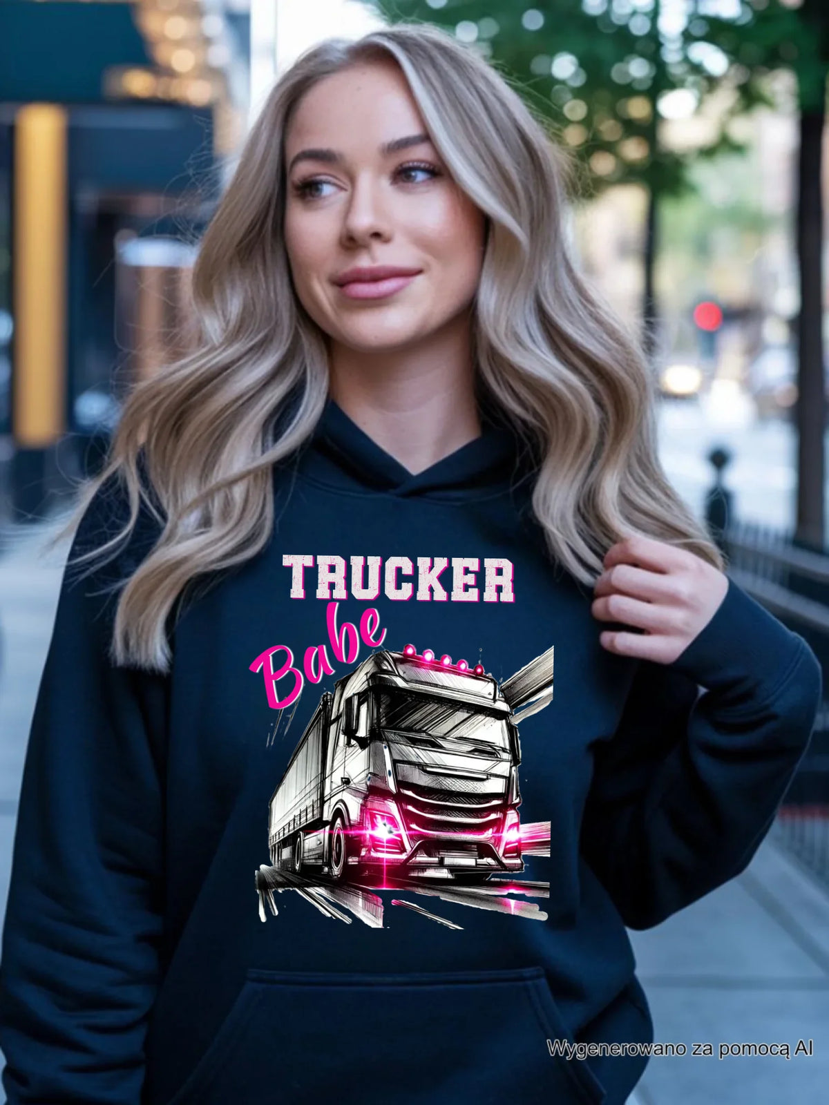 Bluza damska z kapturem - kierowca ciężarówki - Trucker Babe ZKT13