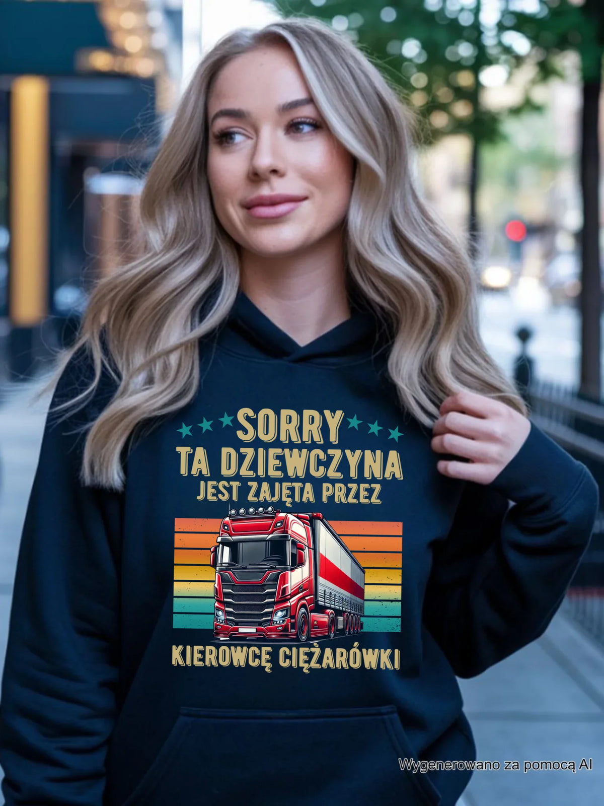 Bluza damska z kapturem - Ta dziewczyna jest zajęta przez kierowcę ciężarówki ZKT12