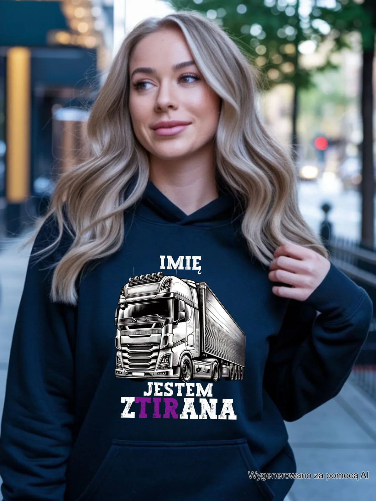 Bluza damska z kapturem dla kierowcy ciężarówki - Jestem zTIRana - personalizowana ZKT02