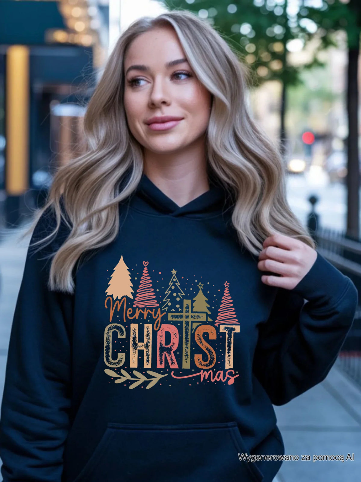 Bluza damska z kapturem świąteczna - Merry Christmas BN01