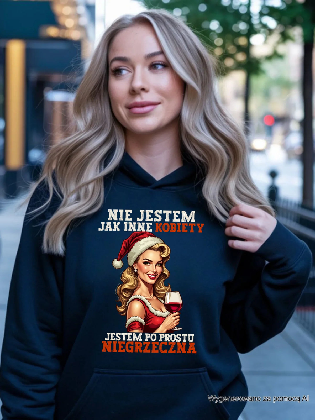 Bluza damska z kapturem świąteczna - prezent dla niej - Nie jestem jak inne kobiety BN03