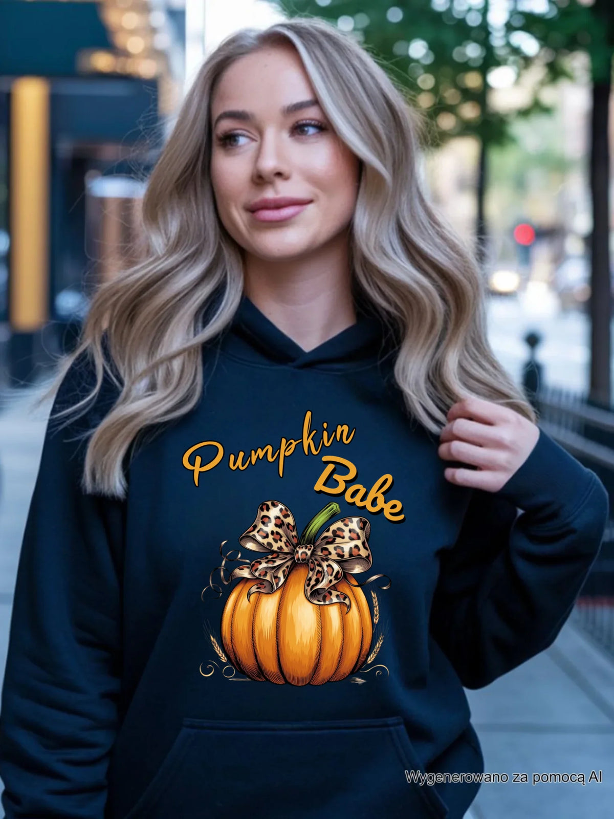 Bluza damska z kapturem jesienna - Pumpkin Babe - dla miłośniczki dyni JS33