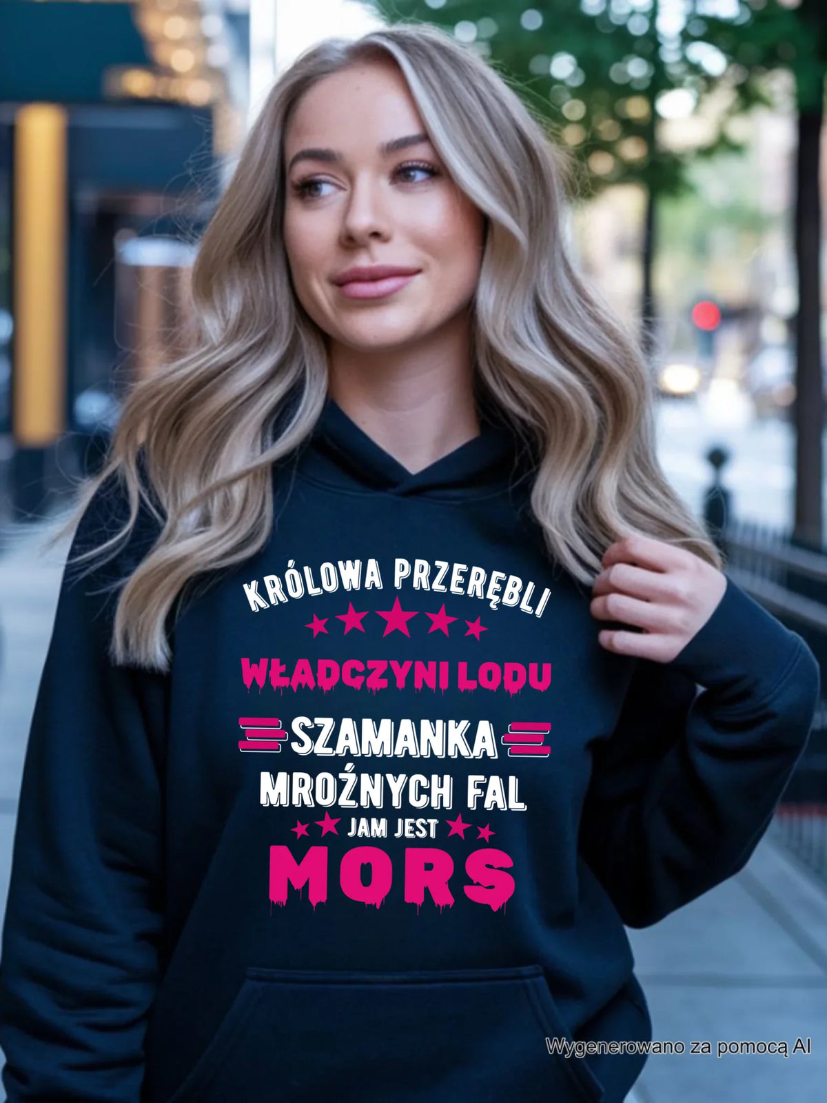 Bluza damska z kapturem - prezent dla morsa - Królowa przerębli Jam jest mors HM17