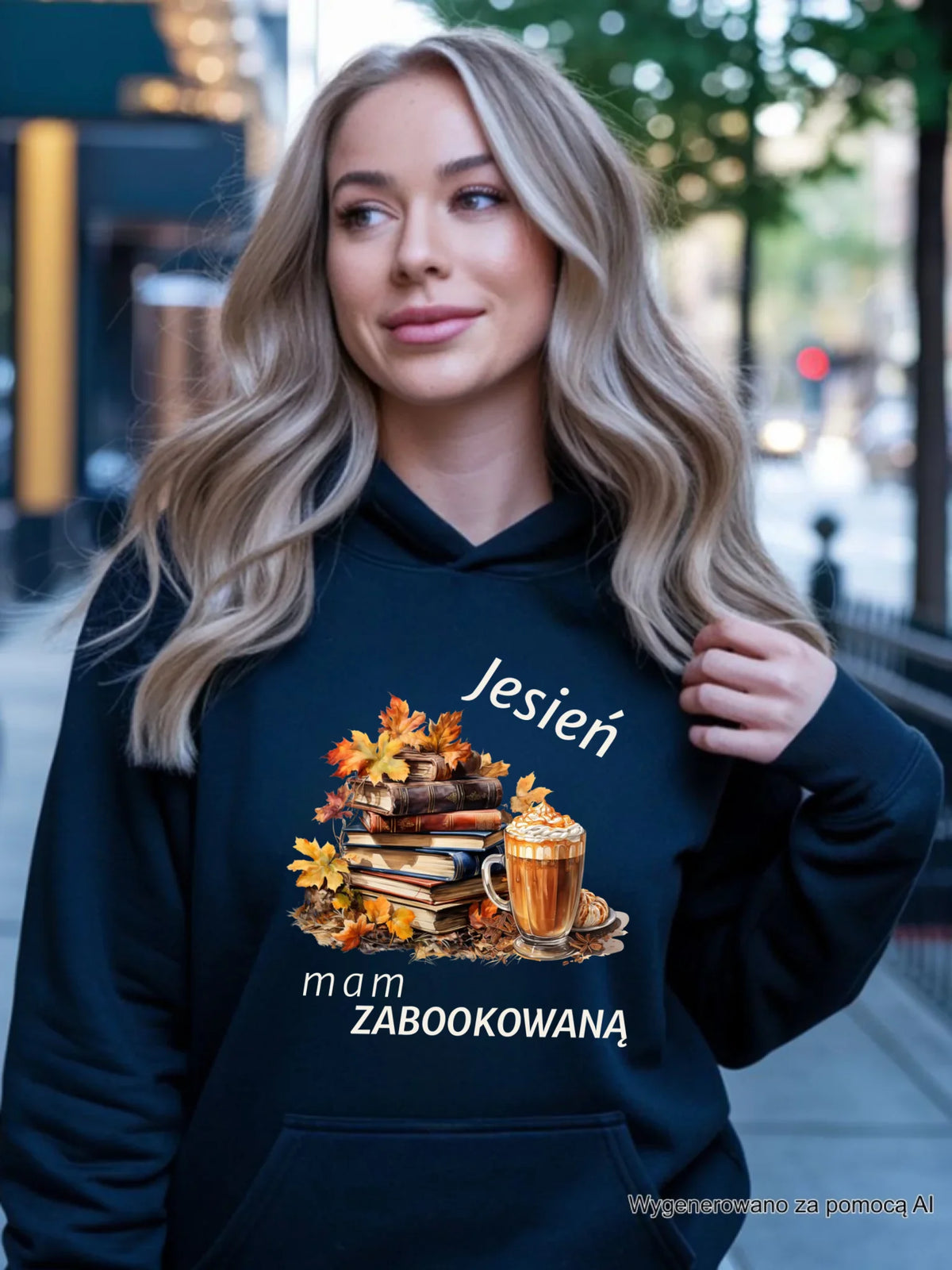 Bluza damska z kapturem jesienna - Jesień mam zabookowaną JS28