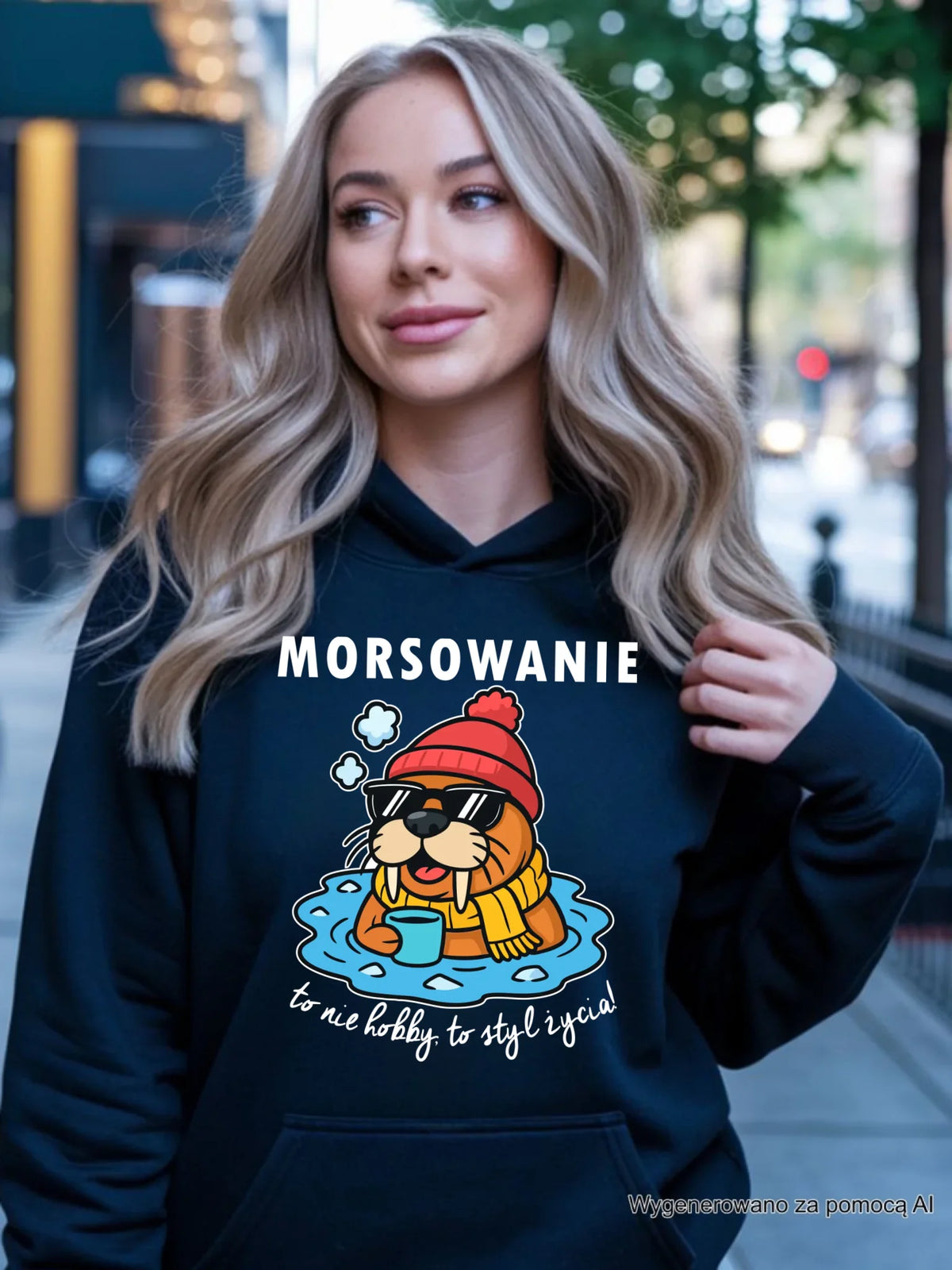 Bluza damska z kapturem - prezent dla morsa - Morsowanie to styl życia HM10