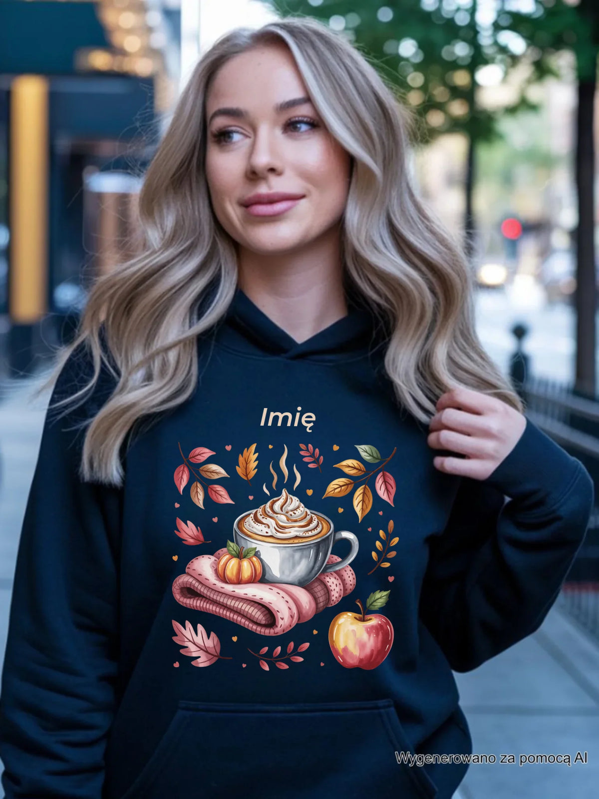 Bluza damska z kapturem jesienna - Przytulna jesień - personalizowana JS29