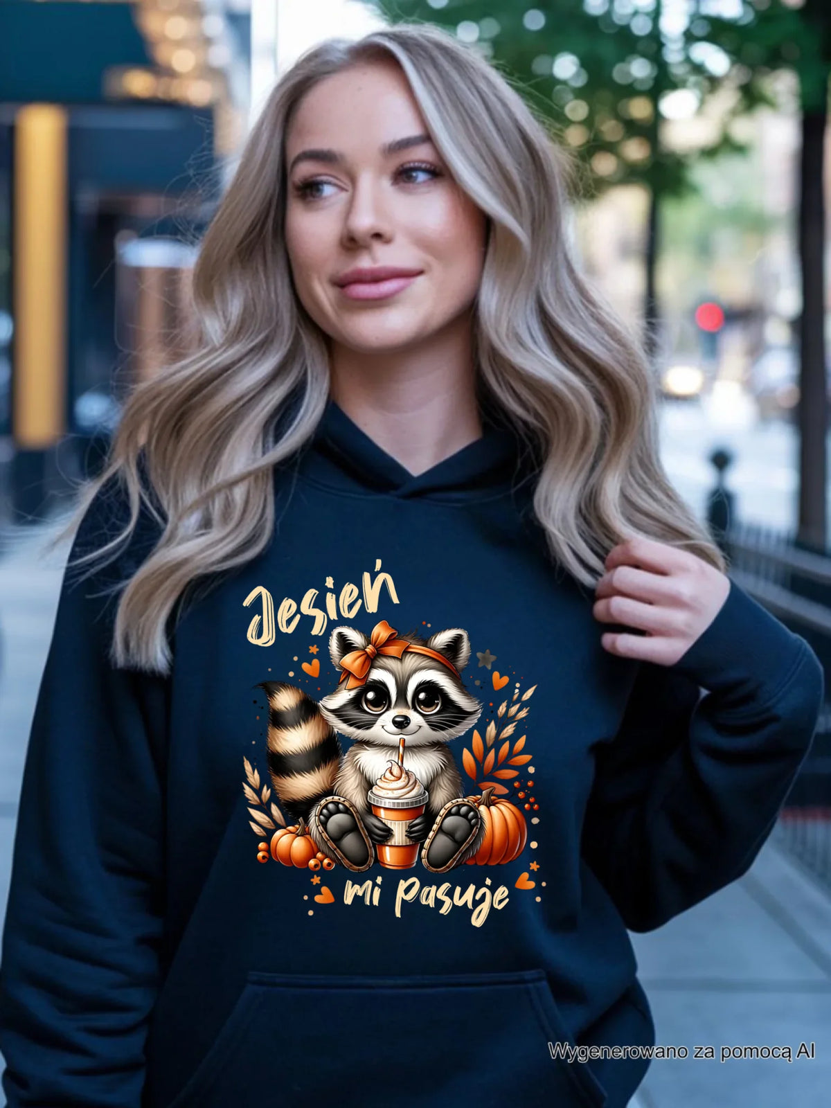 Bluza damska z kapturem jesienna - Jesień mi pasuje JS25
