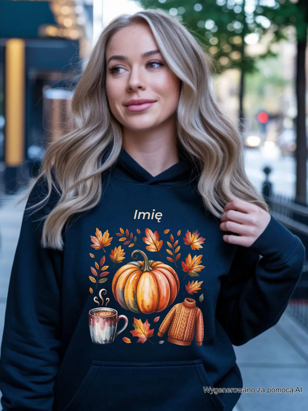 Bluza damska z kapturem jesienna - Złota jesień - personalizowana JS30