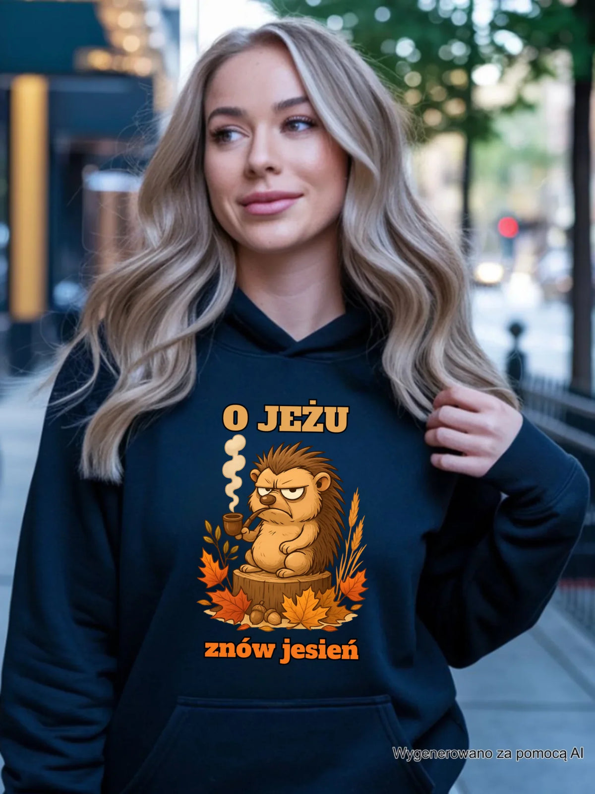 Bluza damska z kapturem jesienna - O jeżu znów jesień JS20
