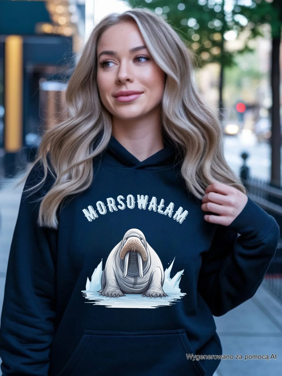 Bluza damska z kapturem - prezent dla morsa - Morsowałam - Mors HM18