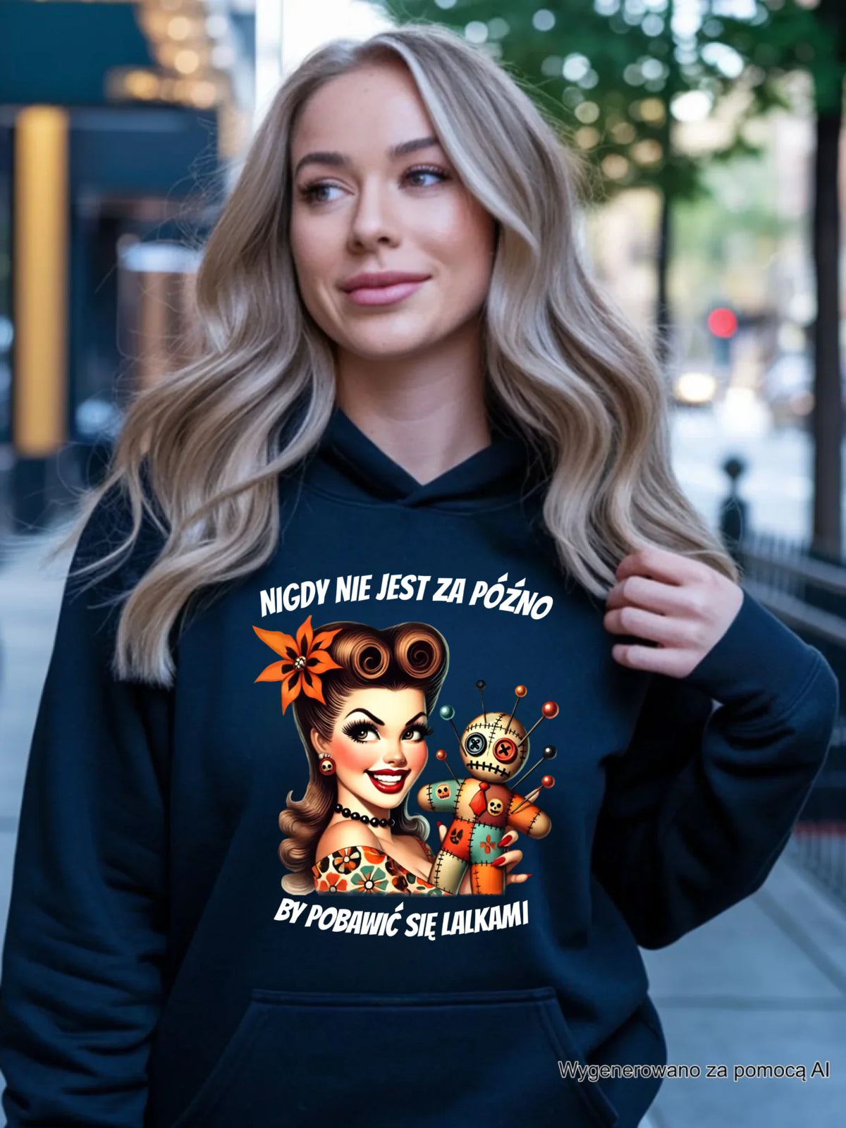 Bluza damska z kapturem - Laleczka Voodoo retro DZ21