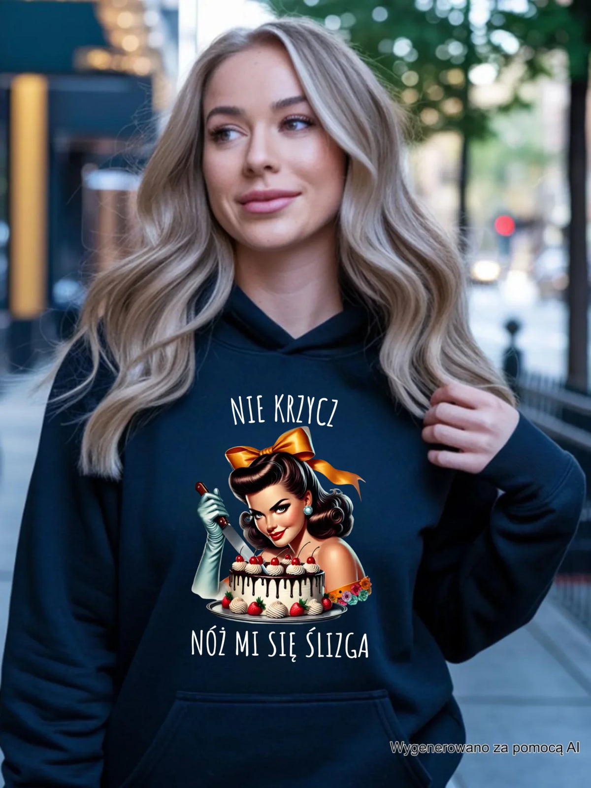 Bluza damska z kapturem - Nie krzycz, nóż mi się ślizga - Czarny humor DZ22
