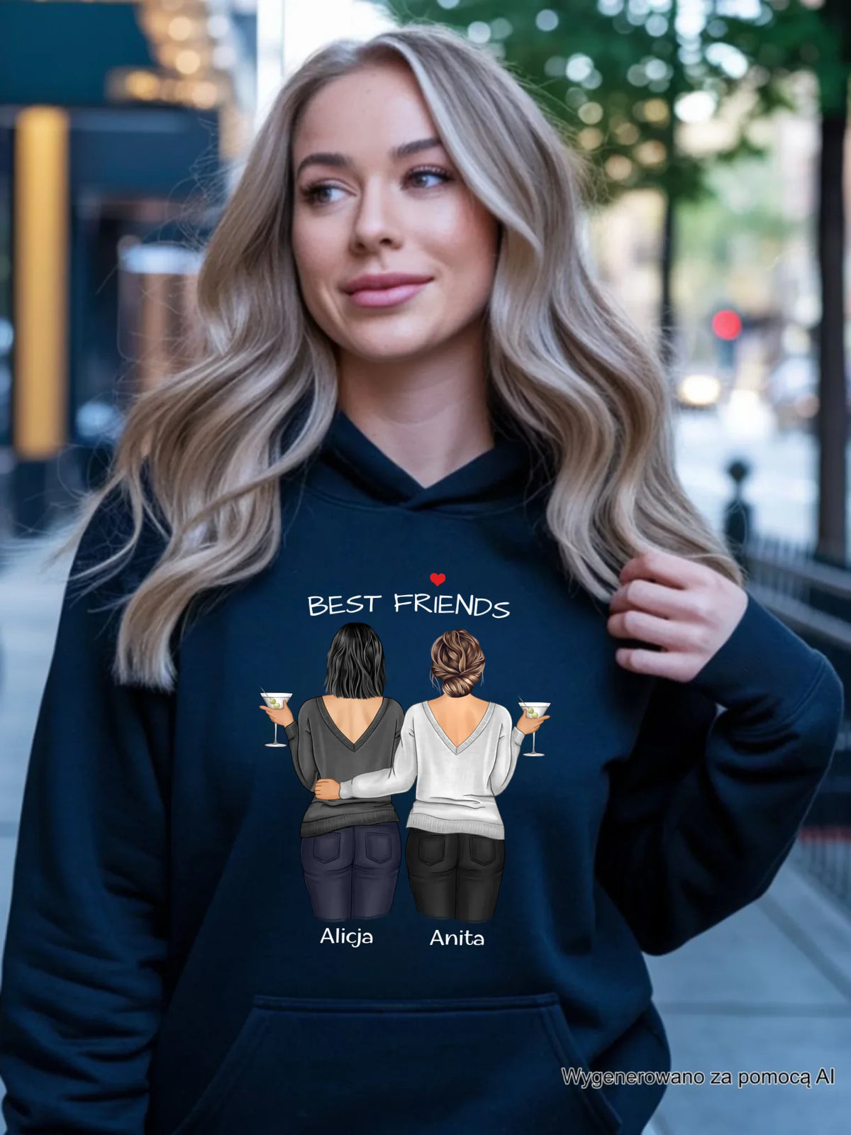 Bluza damska z kapturem - prezent dla przyjaciółki - Best Friends - personalizowane postacie 2-4 osoby PR03