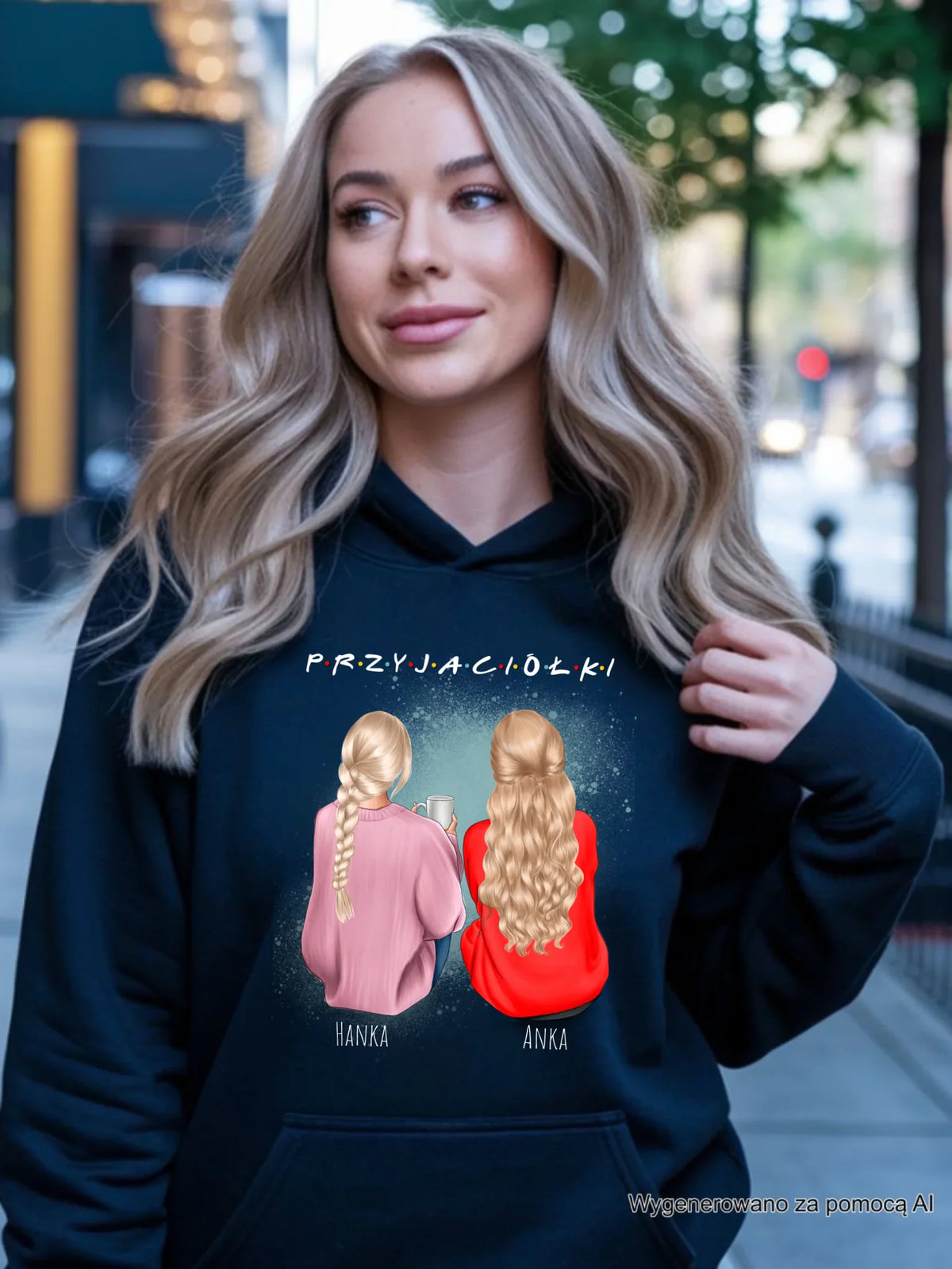 Bluza damska z kapturem - prezent dla przyjaciółki - personalizowane postacie 2-4 osoby PR02