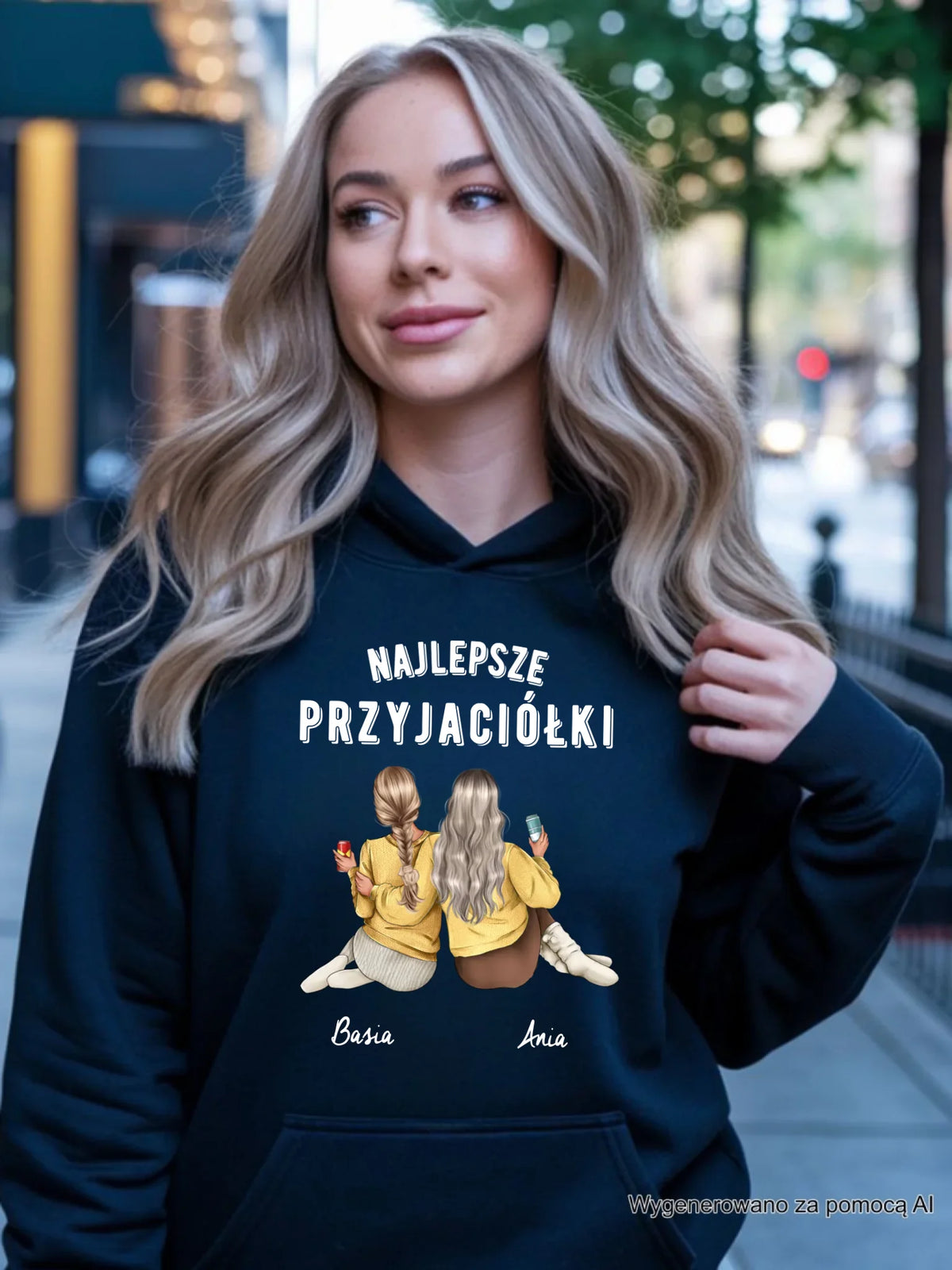 Bluza damska z kapturem - prezent dla przyjaciółek - Najlepsze przyjaciółki 2-4 osób - personalizowana PR01