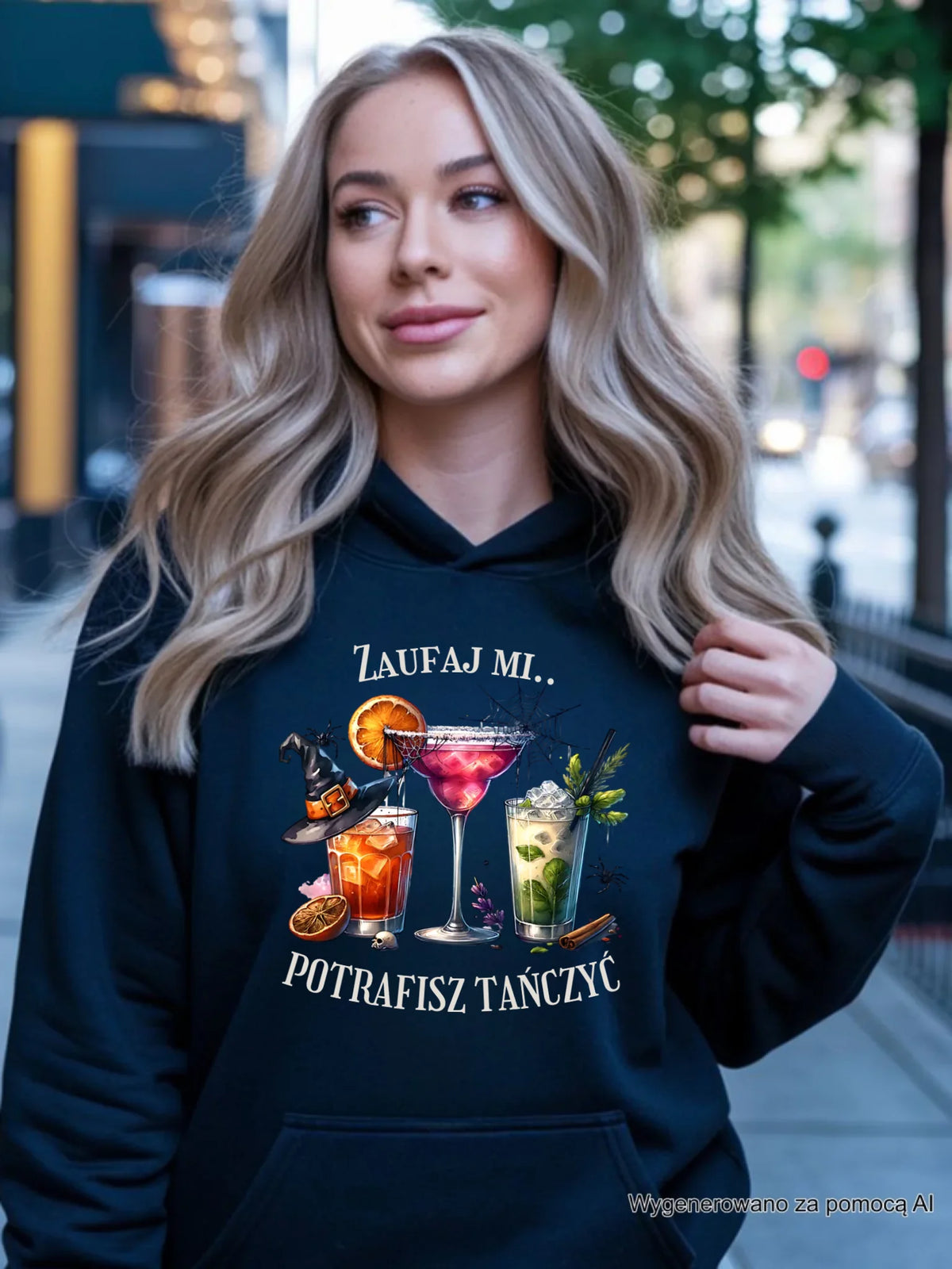 Bluza damska z kapturem na Halloween - Zaufaj mi potrafisz tańczyć  HL26