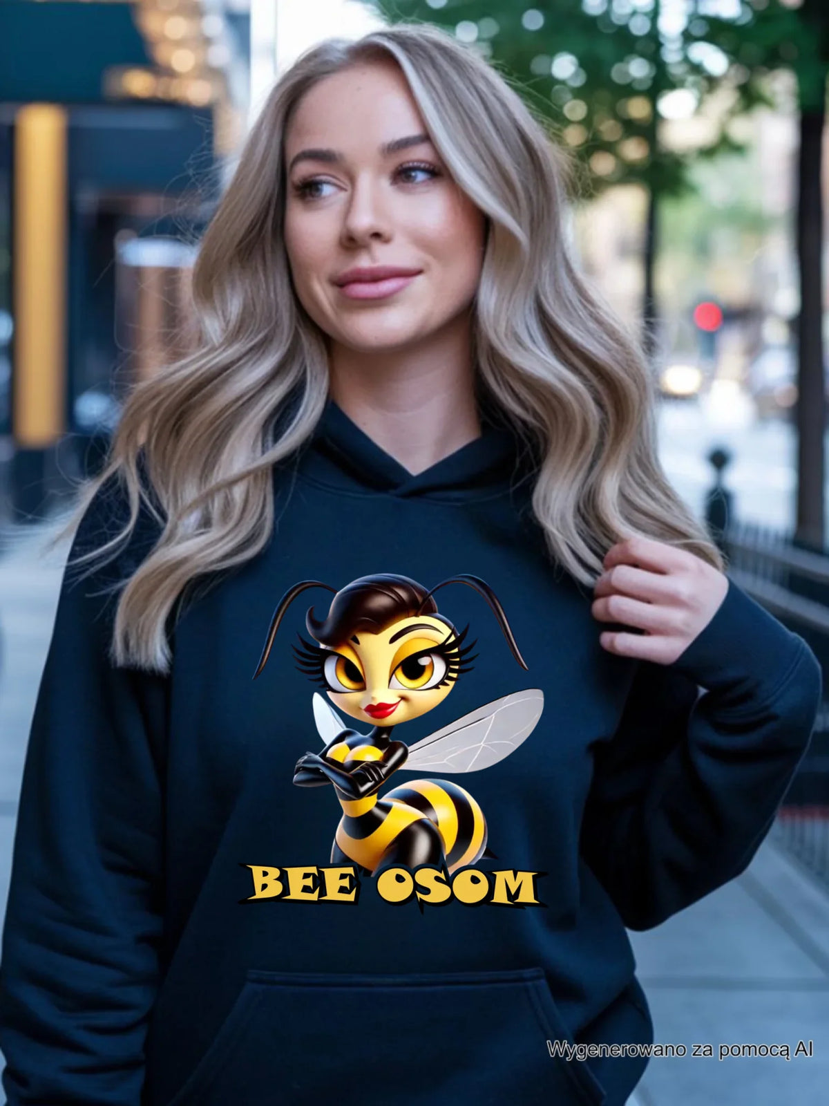 Bluza damska z kapturem - Bee Osom - Jestem niesamowita DZ11