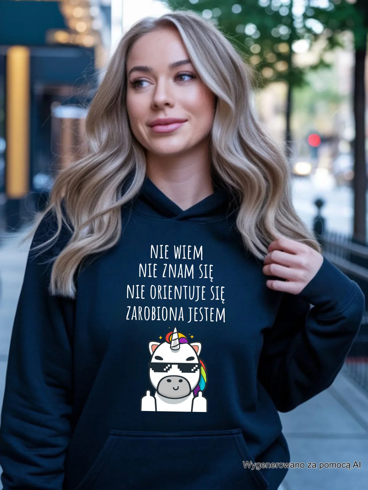 Bluza damska z kapturem - Nie wiem, nie znam się, zarobiona jestem DZ05