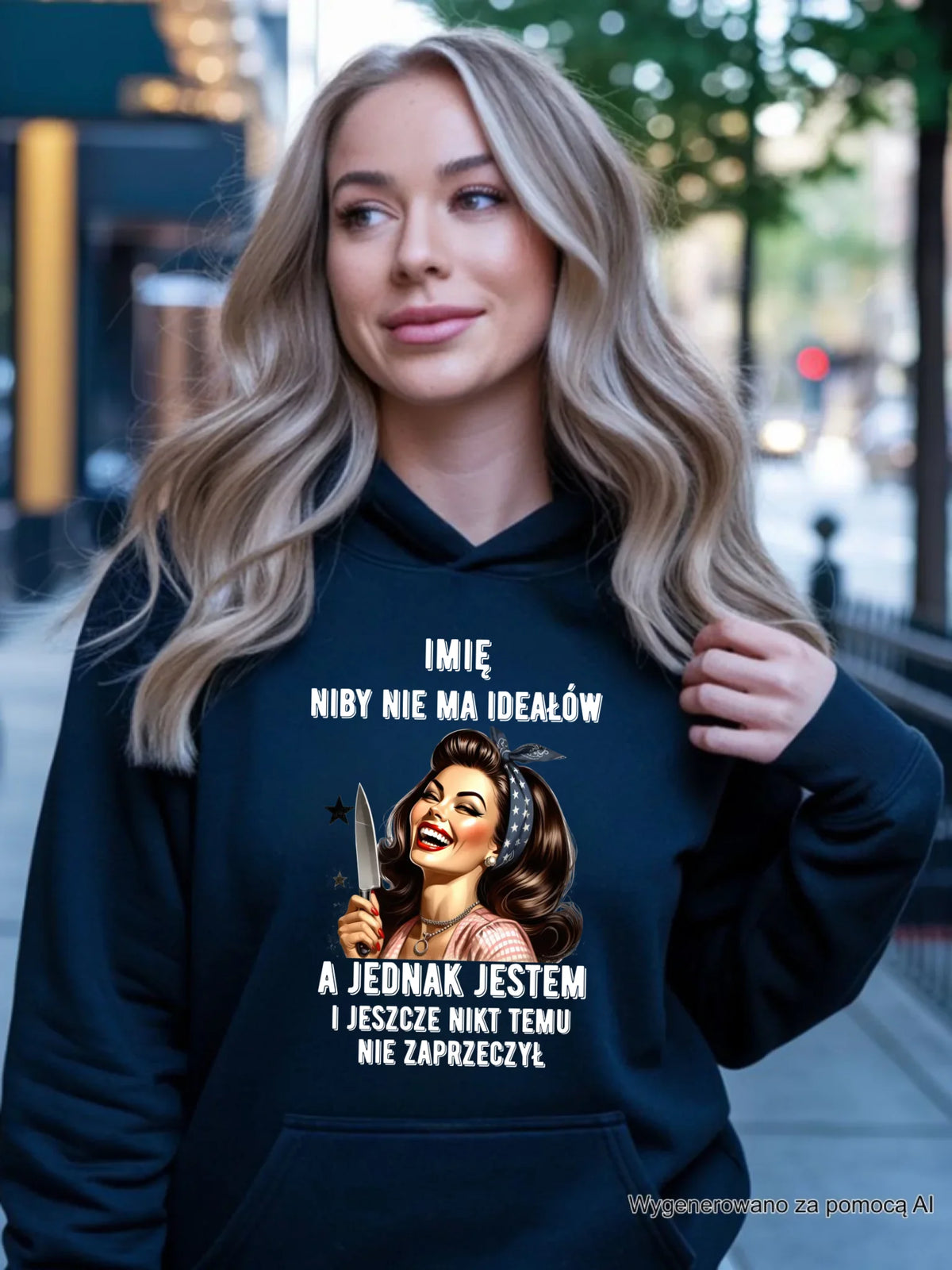 Bluza damska z kapturem - Niby nie ma ideałów - personalizowana DZ01
