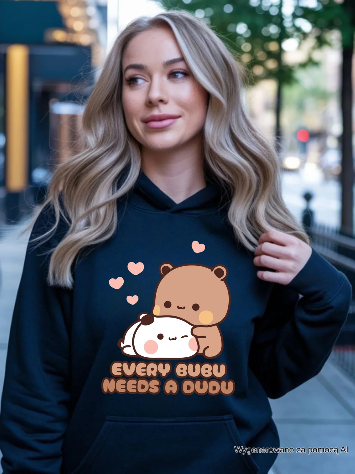 Bluza damska z kapturem dla par - Every Bubu needs a Dudu W33