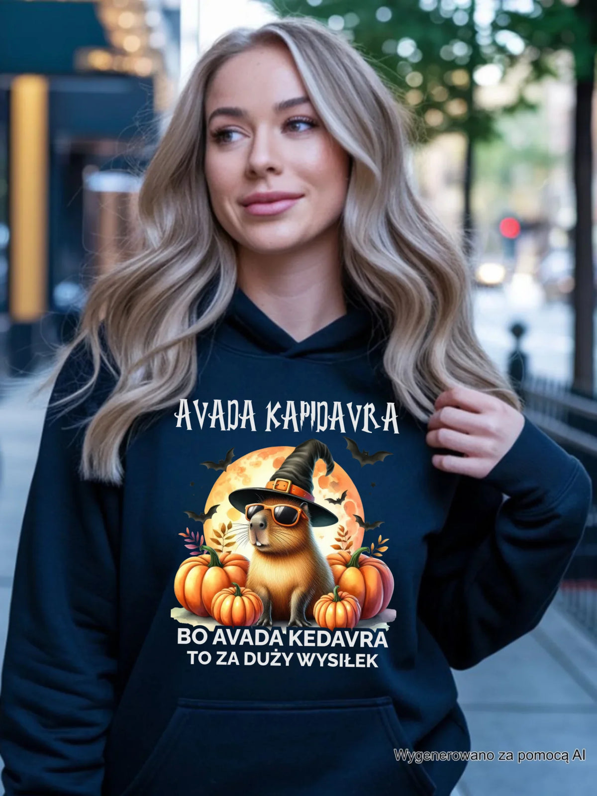 Bluza damska z kapturem halloweenowa - Kapibara - Avada Kapidavra HL21