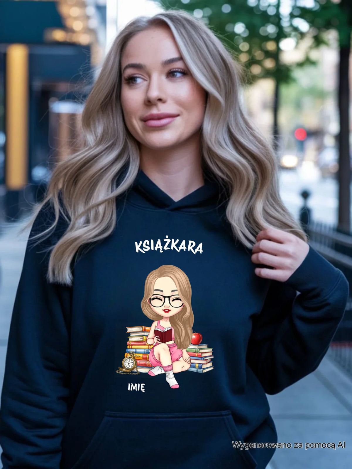 Bluza damska z kapturem - Książkara - Prezent dla miłośniczki czytania książek - personalizowana DZ04