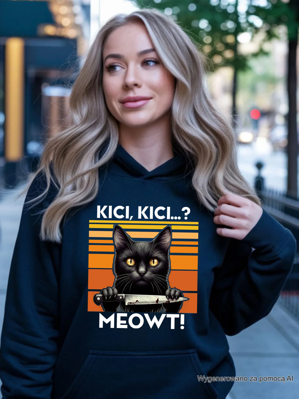 Bluza damska - Kot z nożem - Kici, kici... MEOWT! HL17