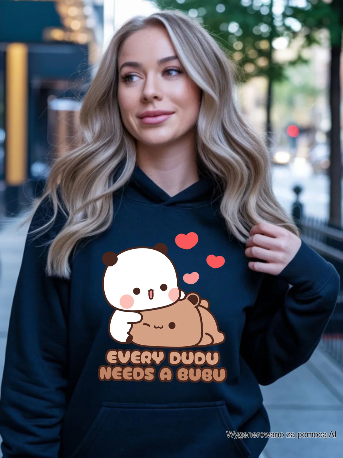Bluza damska z kapturem dla par - Every Dudu needs a Bubu W32