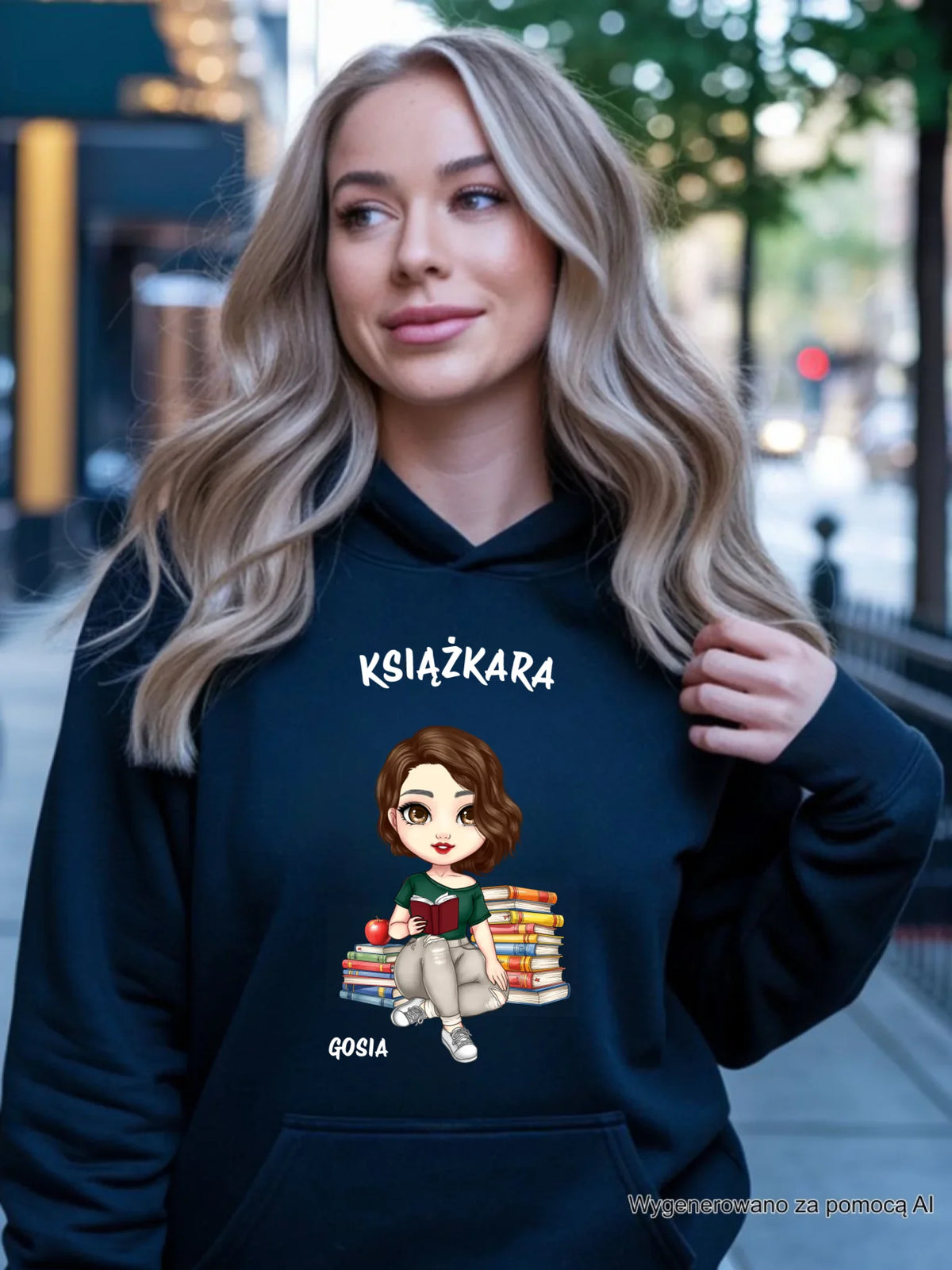 Bluza damska z kapturem - Książkara - Prezent dla miłośniczki czytania książek - personalizowana DZ03