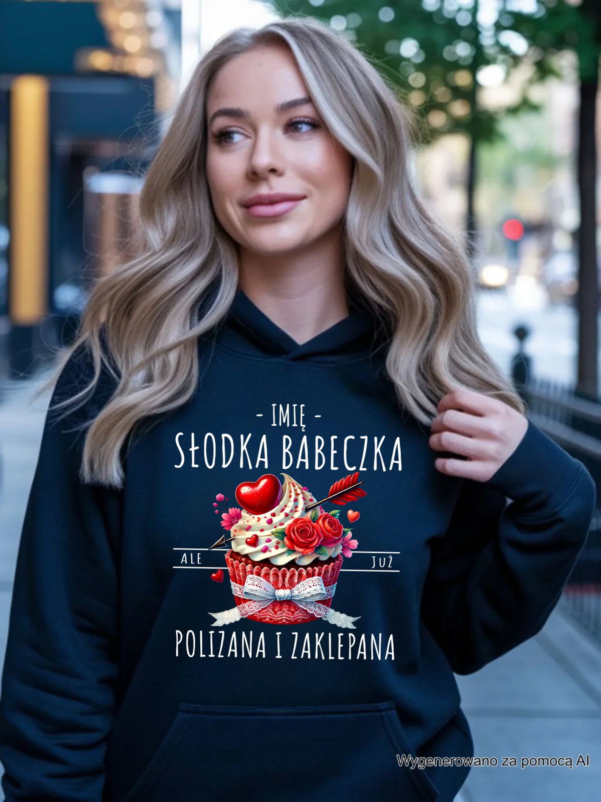 Bluza damska z kapturem - Słodka babeczka polizana i zaklepana - personalizowana W37