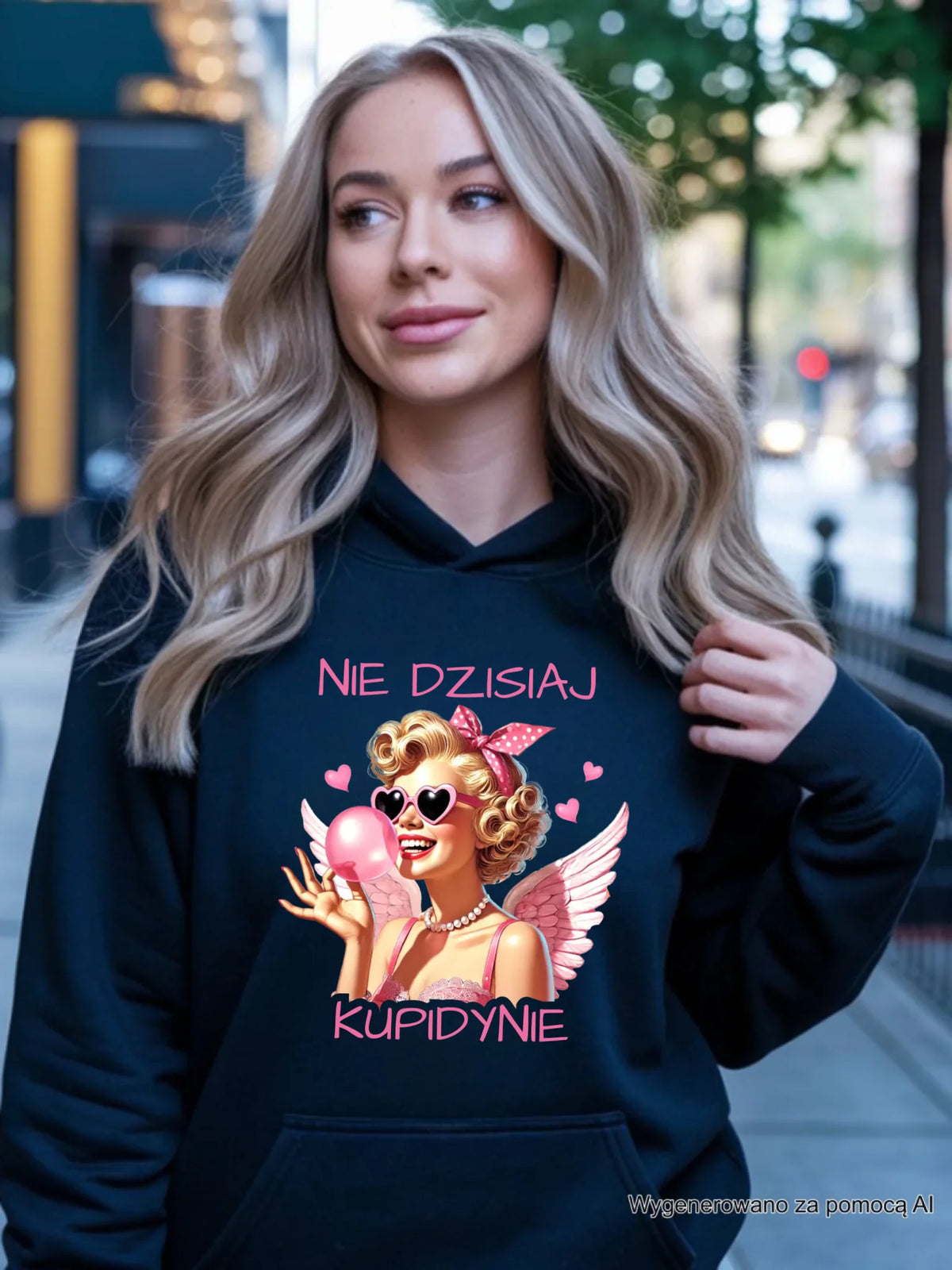Bluza damska z kapturem na Walentynki dla singielki - Nie dzisiaj W18