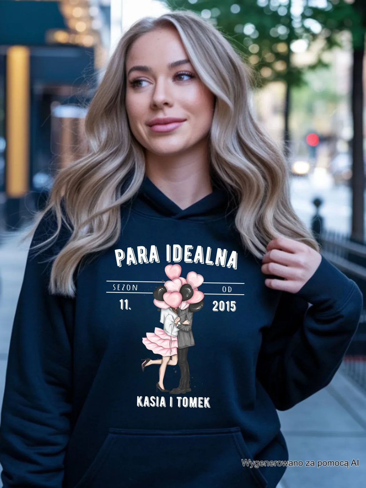 Bluza damska z kapturem dla par na rocznicę - Para idealna - personalizowana W11