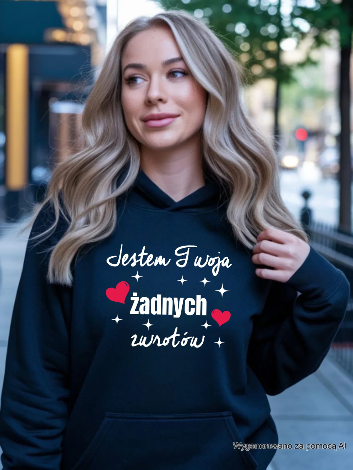 Bluza damska z kapturem dla par - Jestem Twoja żadnych zwrotów W28