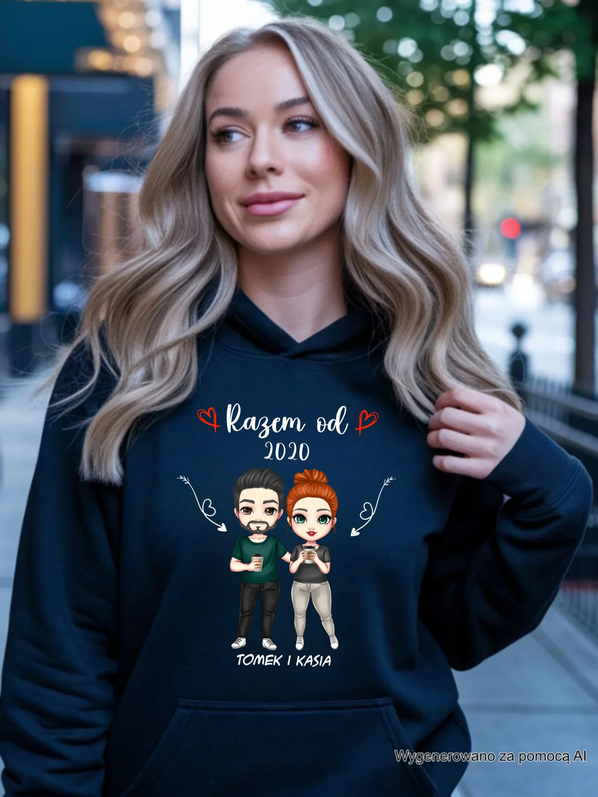 Bluza damska z kapturem - Para razem od - personalizowana W01