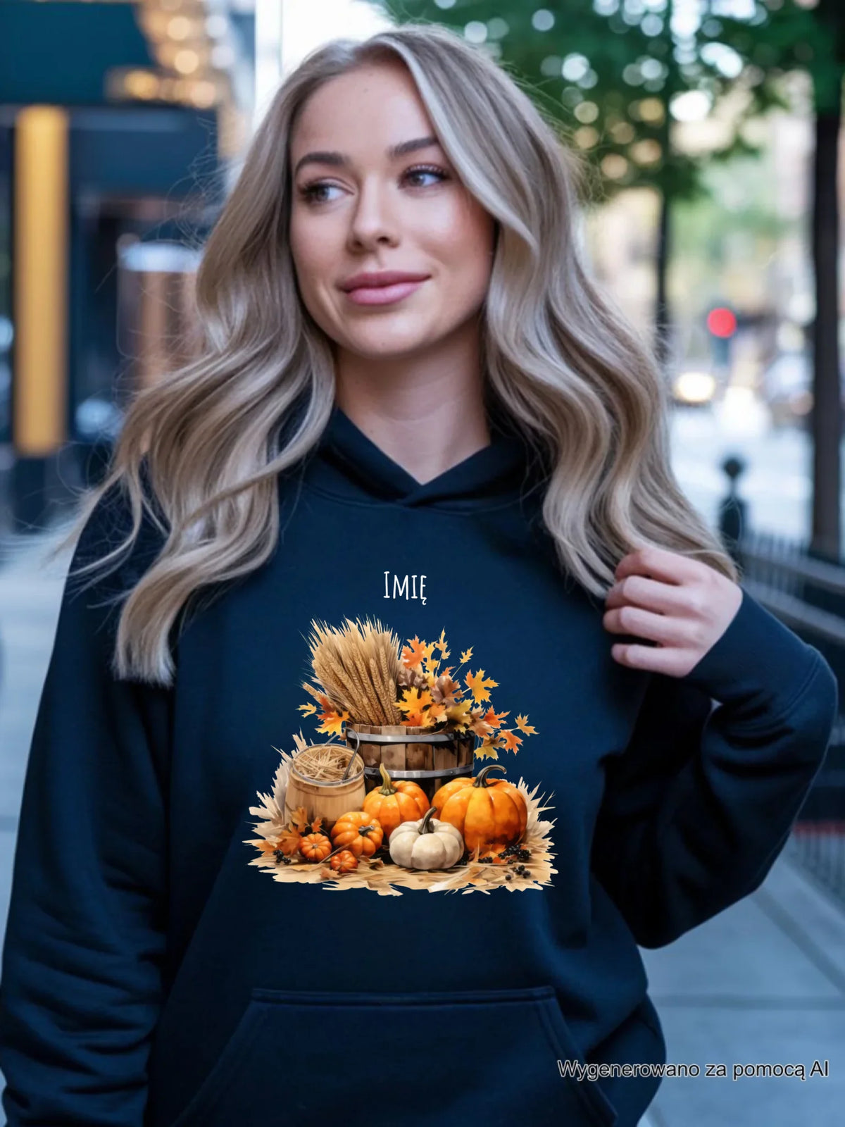 Bluza damska z kapturem jesieniara - Harvest vibes - personalizowana JS09