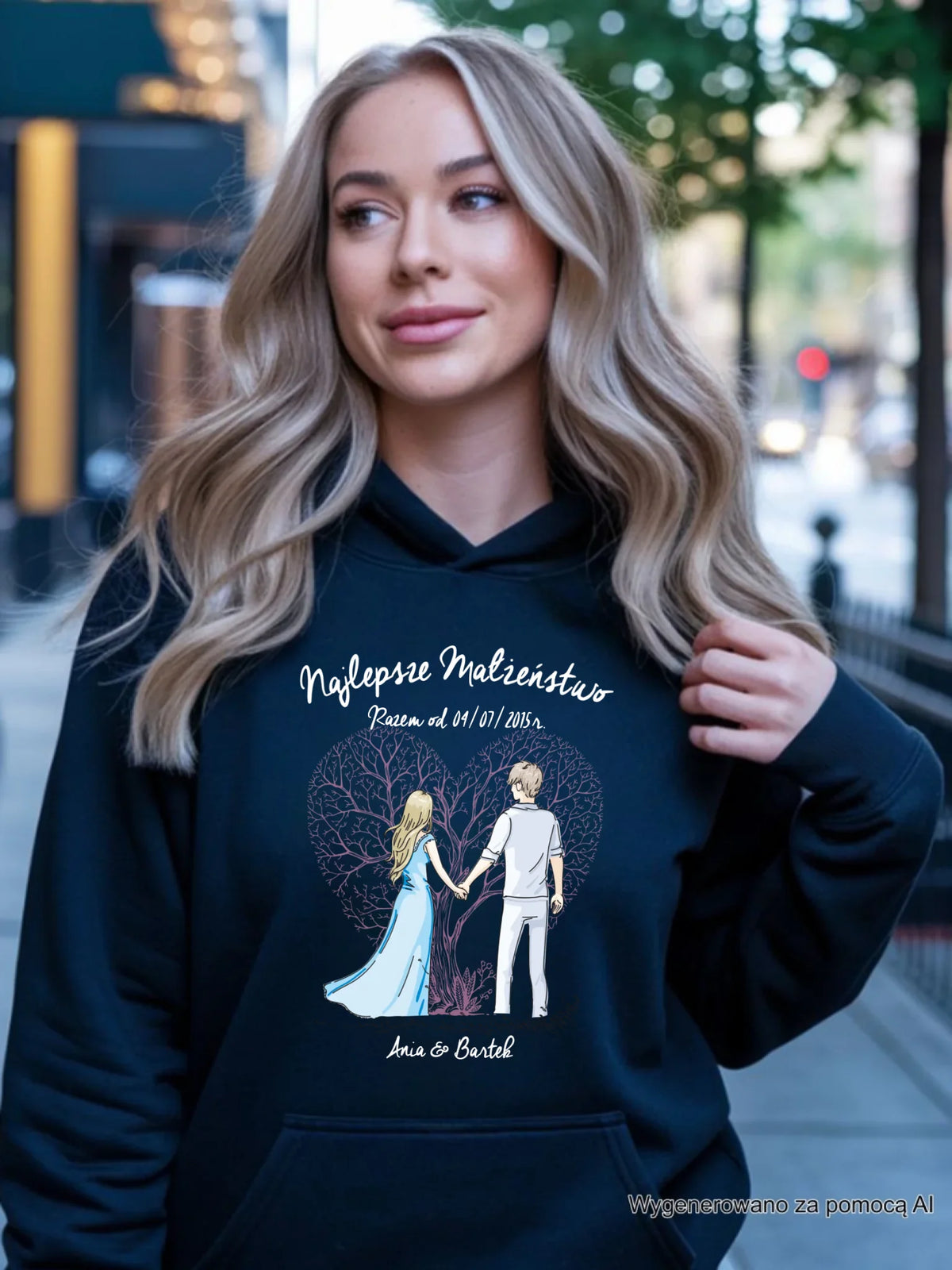 Bluza damska z kapturem dla żony - Najlepsze małżeństwo - personalizowana W03