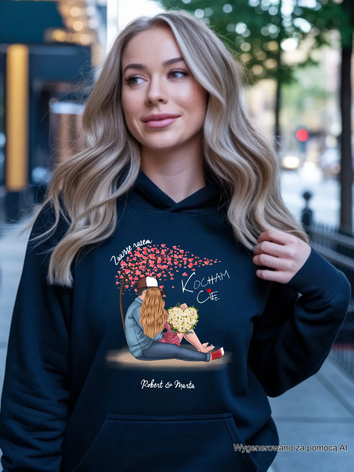 Bluza damska z kapturem dla par - prezent dla dziewczyny narzeczonej żony - Zawsze razem - personalizowana W04